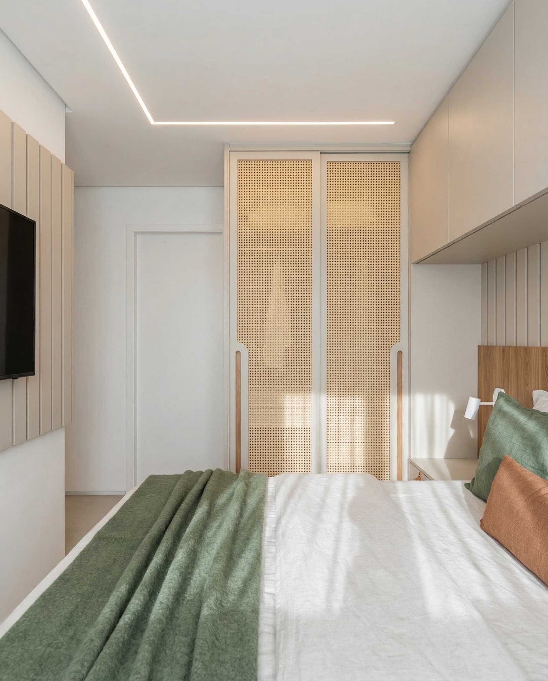Quarto com armário de fibra natural