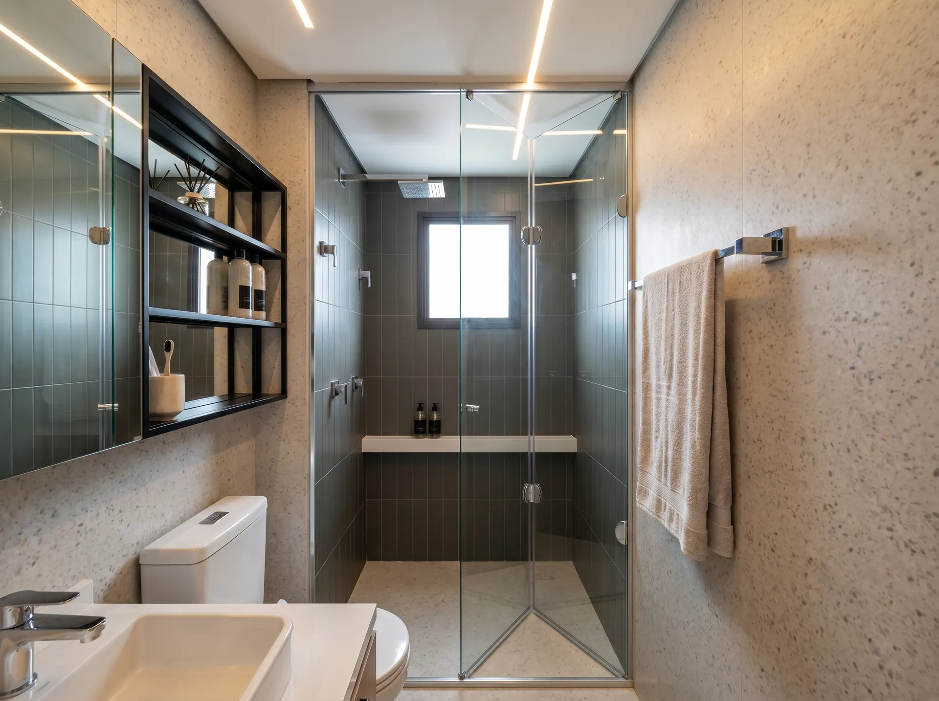 Banheiro com azulejo navy